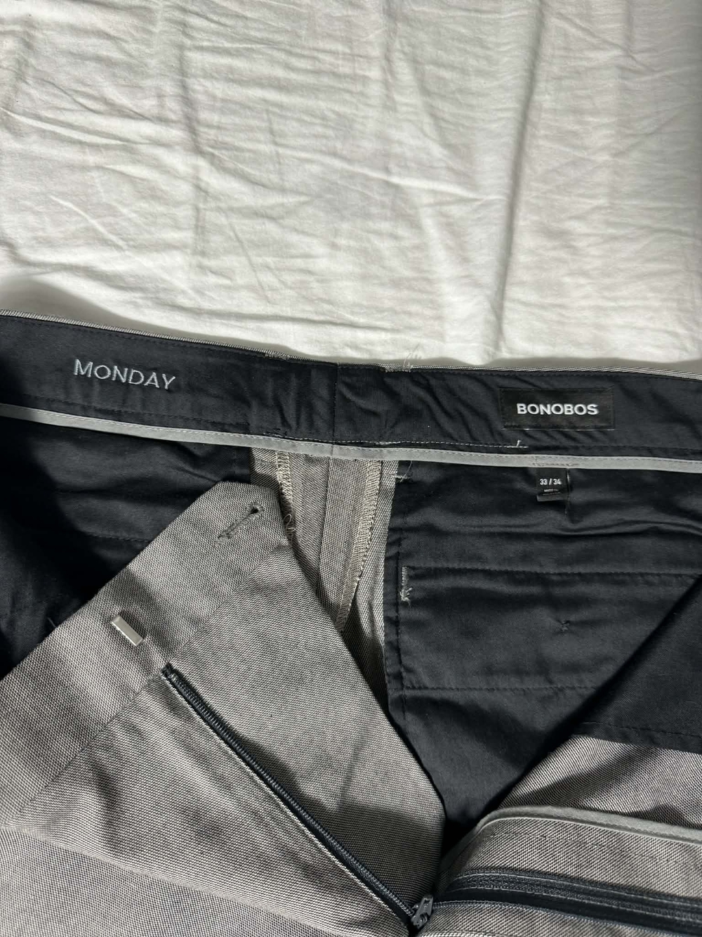 Bonobos 33x34 Grey Flat Front Chino Trousers - Professional/Business Casual-